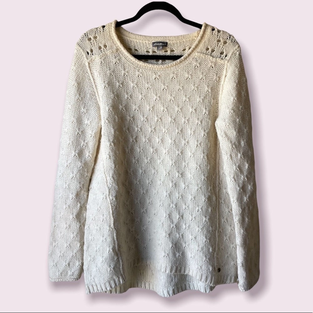 Eddie Bauer Cream Chunky Knit Long Sleeve Sweater